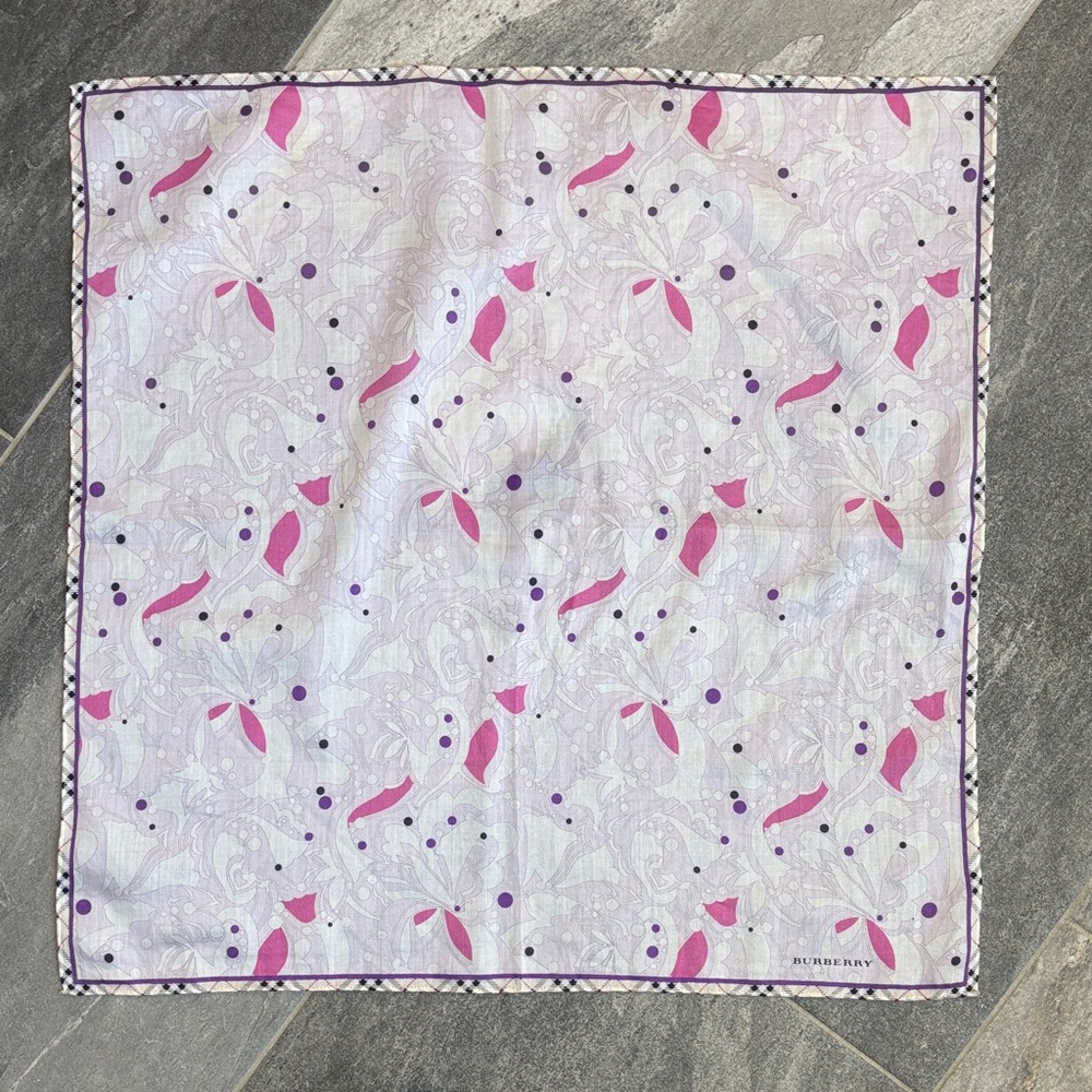 Burberry Pink and Purple Patterned Handkerchief